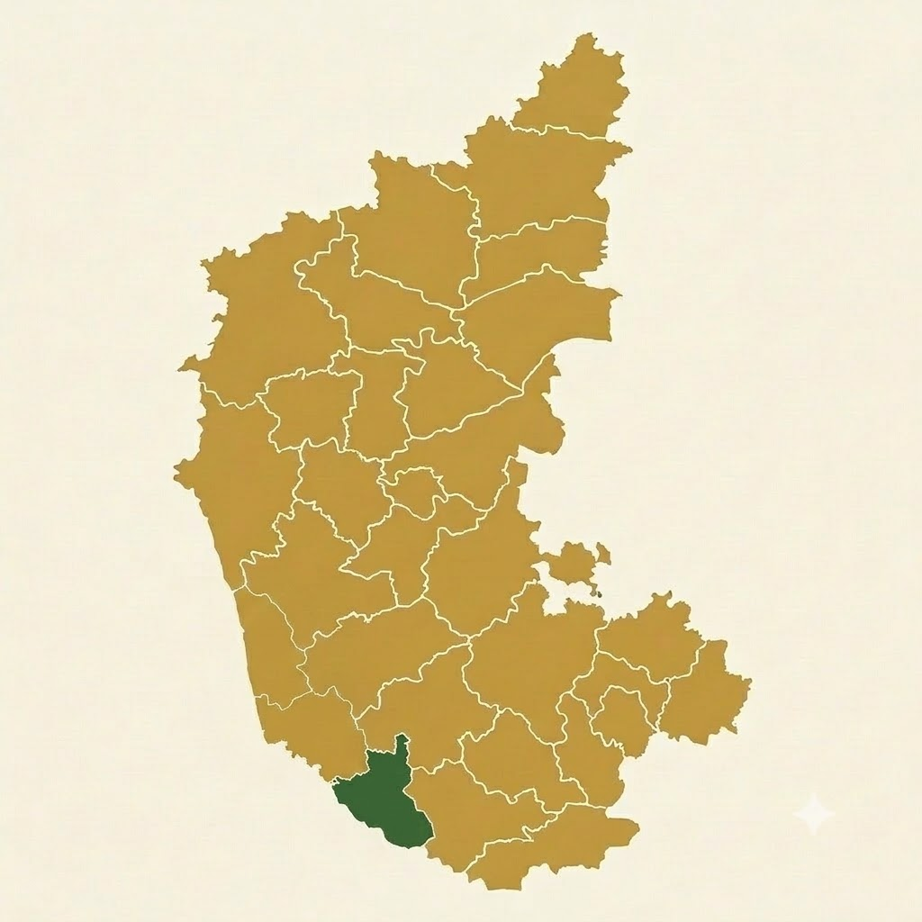 Map of Karnataka state with Coorg district highlighted in dark green.