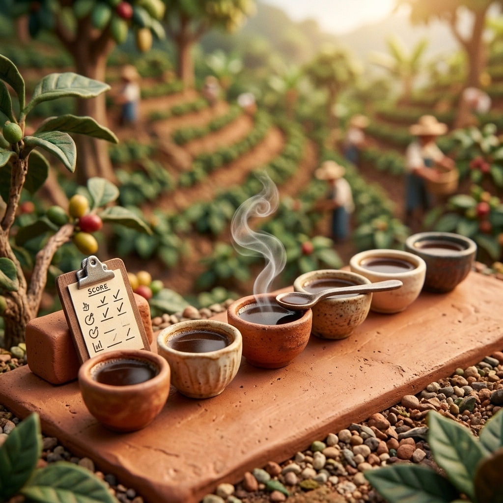 Coffee cupping and grading